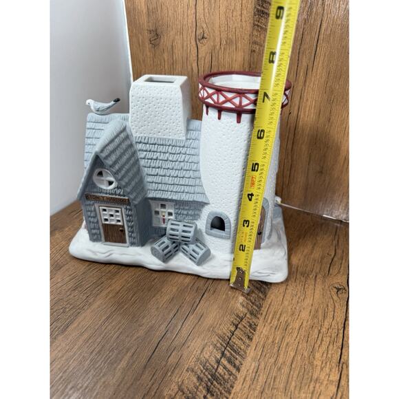 Partylite Stoney Harbor Lighthouse Candle Tea Light Holder Ceramic Missing Top - Picture 3 of 5